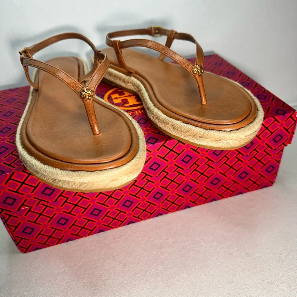 TORY BURCH Delicate Logo Thong - T-Bar Sandals casual outdoor summer vacation